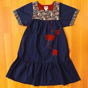 Vintage 70s folk/prairie floral mini smock dress by RM Malumi of Hawaii